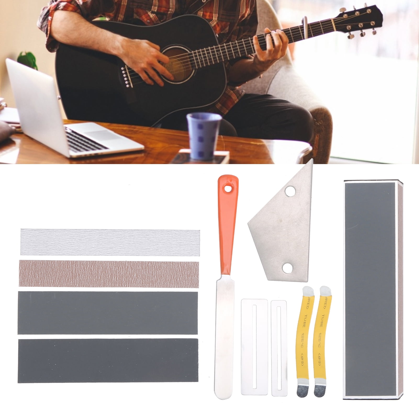 Neck Fingerboard Fret File,Sandpaper Leveler Beam Guards Repair Kit