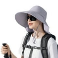 thumbnail image 1 of Neck Flap Sun Hat with Wide Brim, UPF50+ Hiking Safari Fishing Hat for Women Sun Protection Beach Hat(Gray), 1 of 7