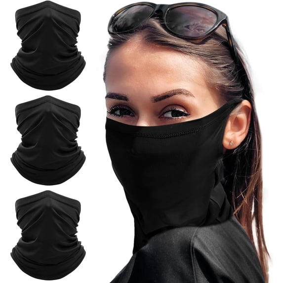 Neck Gaiter Face Cover Scarf(2 Pack or 3 Pack) with Ear Loops-Sun Dust Protection Fishing Hiking Mask for Men Women