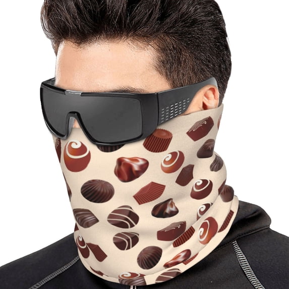 Neck Gaiter Face Cover Scarf, Chocolate Print No.J94 Soft Face Sun Mask Cover Scarf Headband Cooling Sweat Absorbing Bandanas Hiking Cycling Running