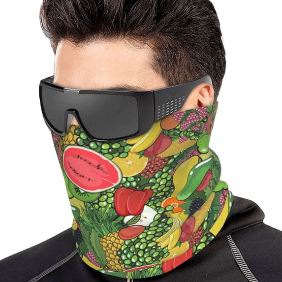 Neck Gaiter Face Cover Scarf, Fruits Vegetables And Berries Soft Face Sun Mask Cover Scarf Headband Cooling Sweat Absorbing Bandanas Hiking Cycling Running