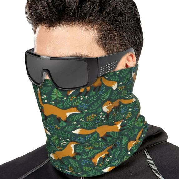 Neck Gaiter Face Cover Scarf, Orange Fox Greenery Soft Face Sun Mask Cover Scarf Headband Cooling Sweat Absorbing Bandanas Hiking Cycling Running