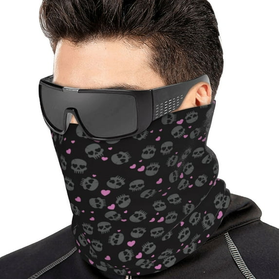 Neck Gaiter Face Cover Scarf, cool skull love Soft Face Sun Mask Cover Scarf Headband Cooling Sweat Absorbing Bandanas Hiking Cycling Running