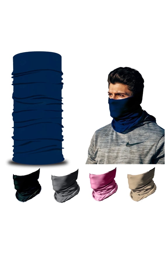 Neck Gaiter Face Cover - UV Protection Bandana, Breathable Washable Scarf for Fishing, Motorcycle Riding & Outdoor Sports, 4-Pack Navy