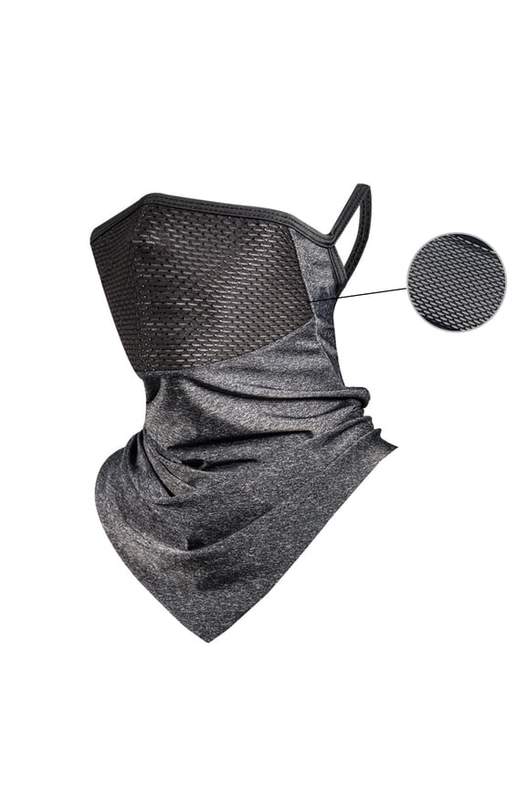 Neck Gaiter Face Mask with Ear Loops, Gray Neck Gaiter Cover for Outdoors Breathable Ice Silk Head Cover for Men and Women for Skiing Fishing Hiking Cycling