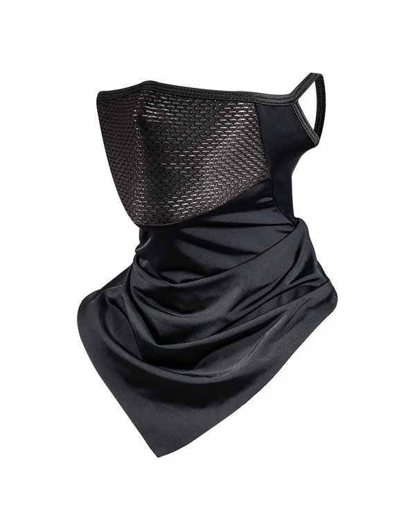 Neck Gaiter Face Mask with Ear Loops - UPF 50+ Sun, Wind & Dust Protection for Cycling, Running, Hiking - Adjustable Unisex Bandana for Men Women (Black)