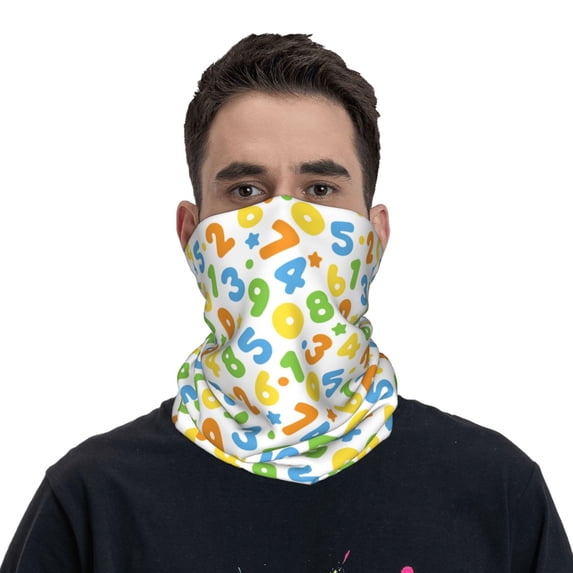 Neck Gaiter Face Mask Men Women, Colorful math number print Warmer Breathable Face Cover Scarf Bandanas Head Wrap Hiking Cycling Ski Sports