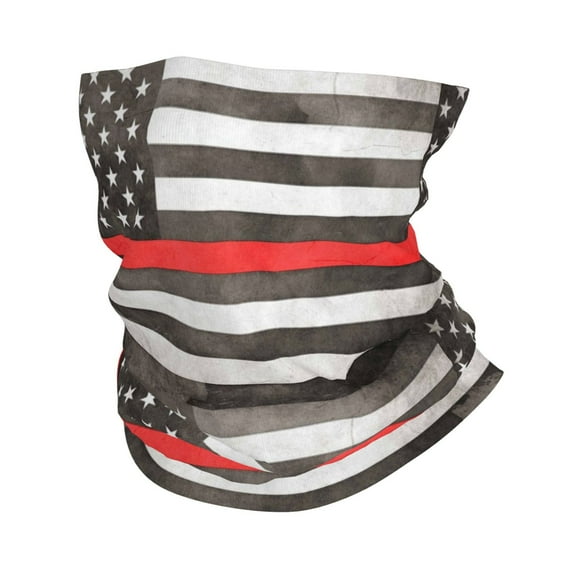 Neck Gaiter Face Mask Men Women Fireman Thin Red Line Flag Seamless Bandana Face Cover Scarf Mask Balaclava Headband