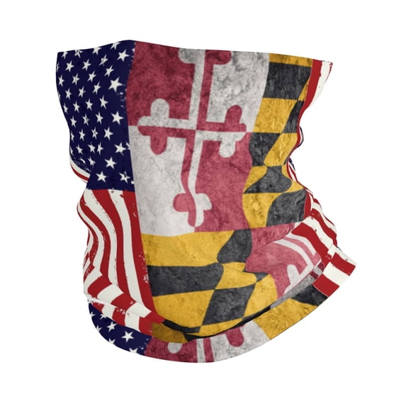 Neck Gaiter Face Mask Men Women Grunge Usa Maryland Flag Seamless Bandana Face Cover Scarf Mask Balaclava Headband