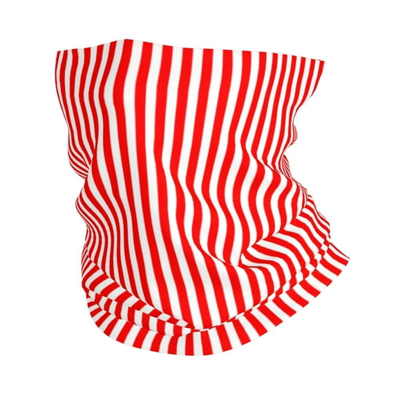 Neck Gaiter Face Mask Men Women Red White Vertical Stripe Seamless Bandana Face Cover Scarf Mask Balaclava Headband