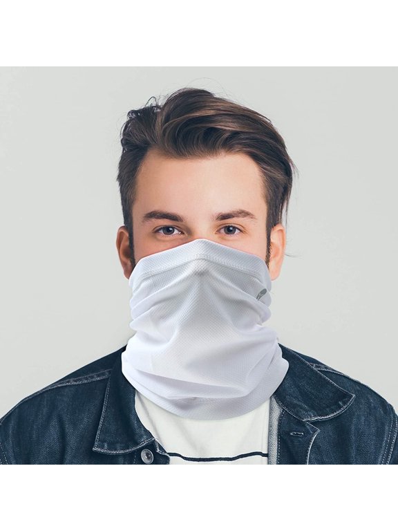 Neck Gaiter Face Mask, Pack of 4 Tube Mask, Face Bandana Mask, Sun Protection, Cool Lightweight & Windproof, Perfect for Fishing, Hiking, Running, Cycling White