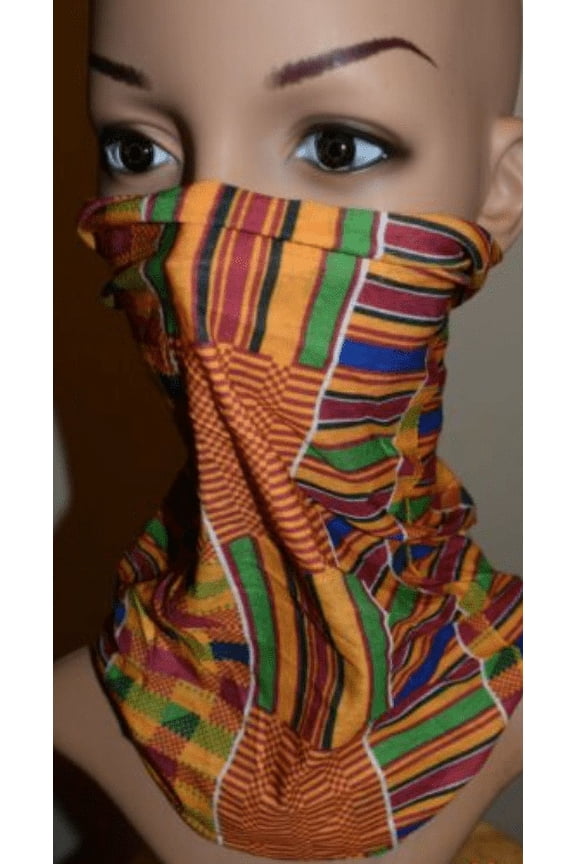 Neck Gaiter, Magic Scarf, Bandana, Balaclava,Ghana Kente Cloth