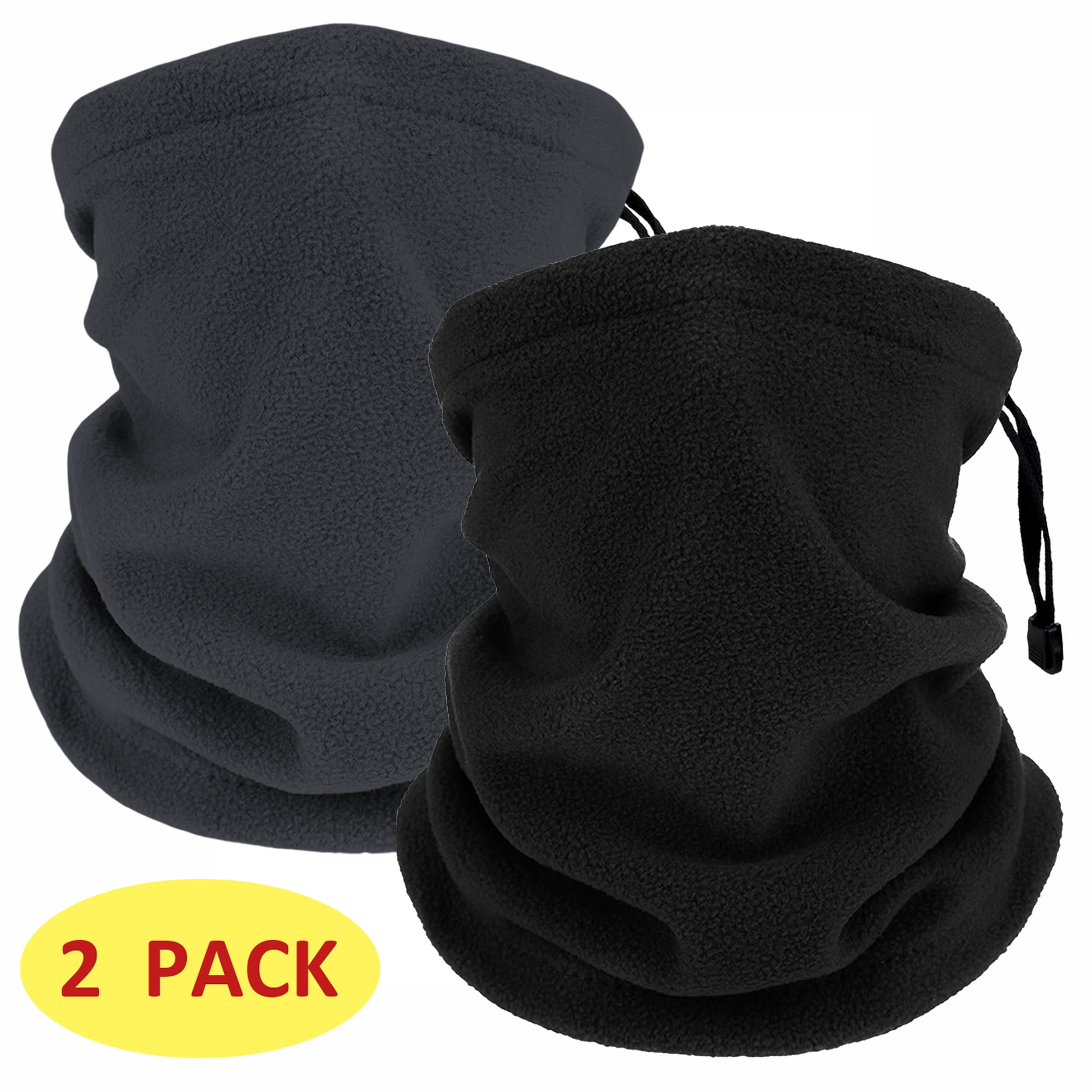 Neck Gaiter Ski Mask Warmer Scarf 2 Pieces Windproof Outdoor Sports Face Cover Unisex Black Gray