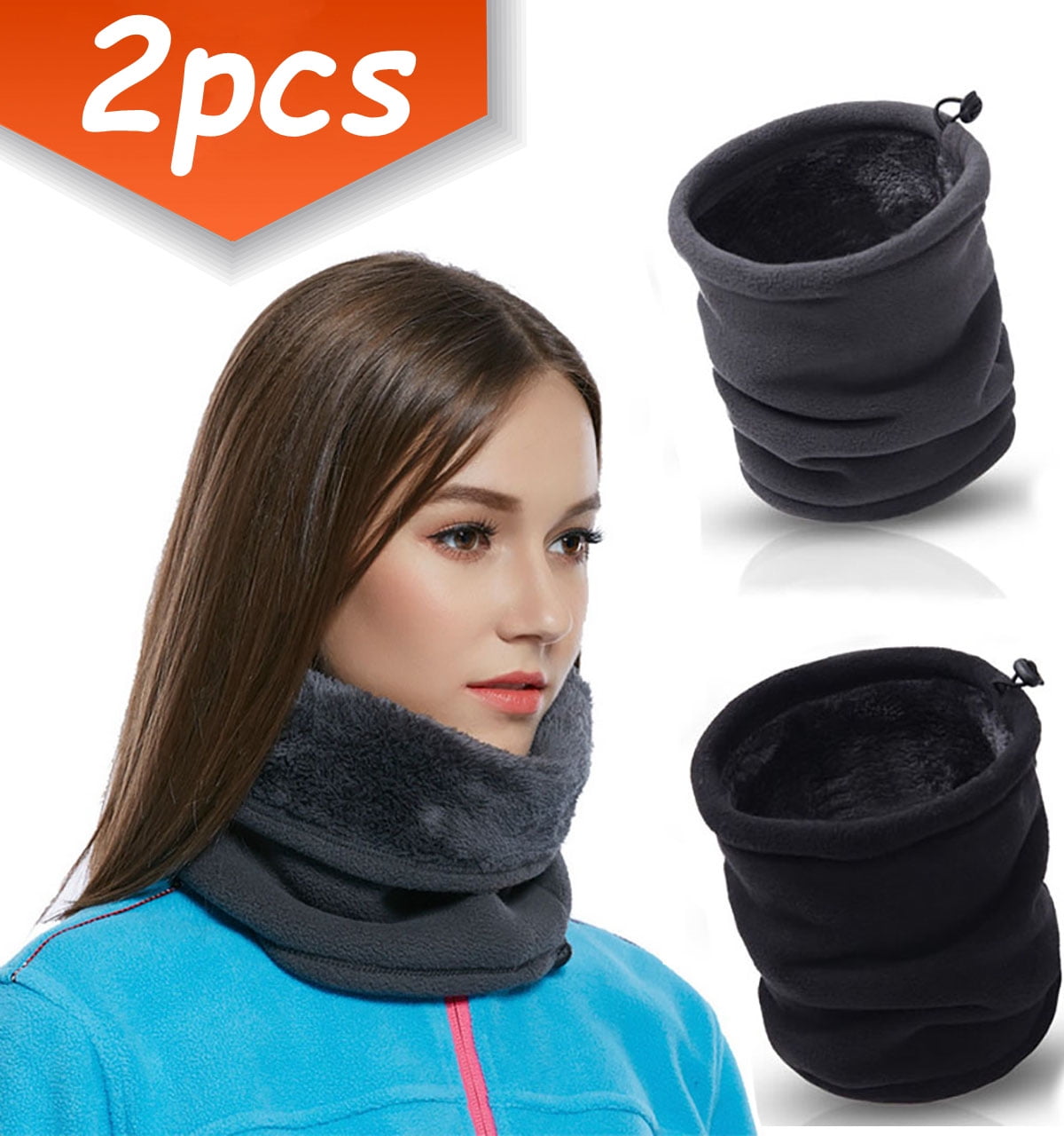 Novforth Winter Neck Warmer Men Scarf,Ski Neck Warmer Scarf For Women,  Fleece Lining Double Layer Neck Gaiter Face Mask,Black