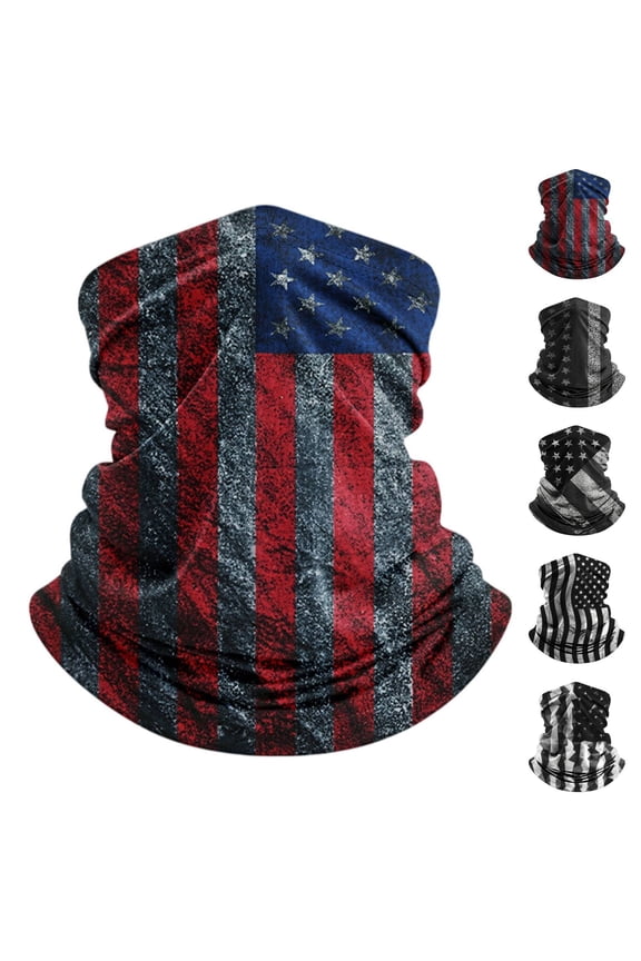 Neck Gaiter for Women Men LSQii USA Flag Prints Windproof UPF 50+ UV Protect Seamless Face Mask Head Wrap Cycling, Running, Hiking Sports (Wine)