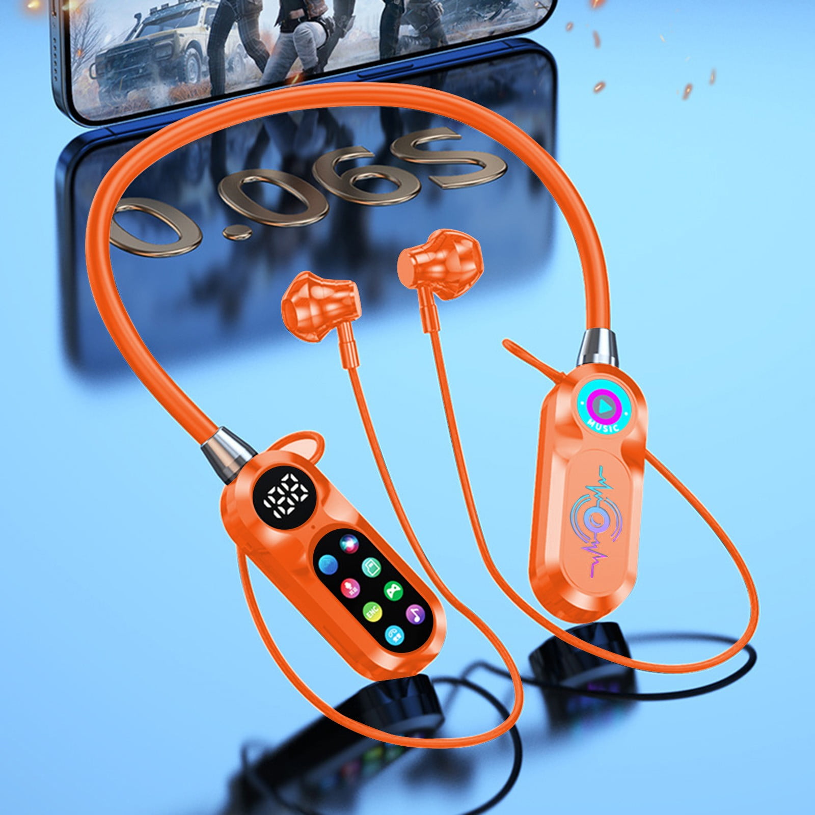 Neck Hanging Bluetooth Earphones, LED Color Screen, Battery Display ...