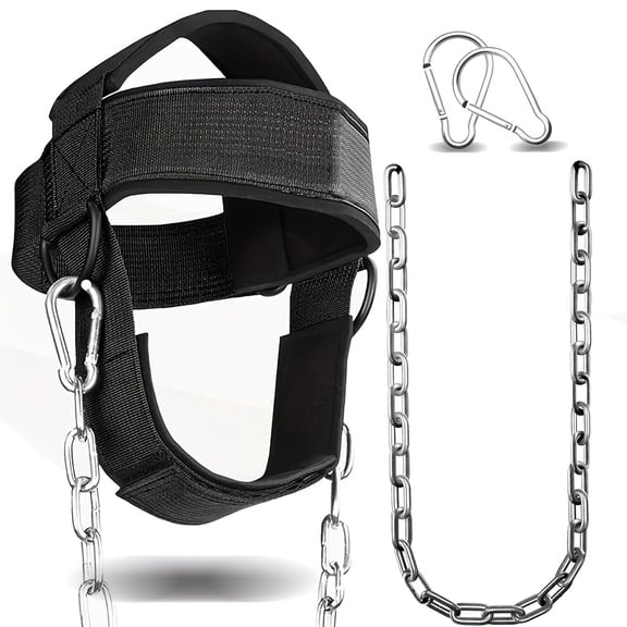 Neck Harness Designed for Weight Training - 30-Inch Robust Steel Chain - Neck Workout Tool, Trainer, And Strength Builder for Rehabilitation Assistance And Exercise - Adjustable Head And Chin Support