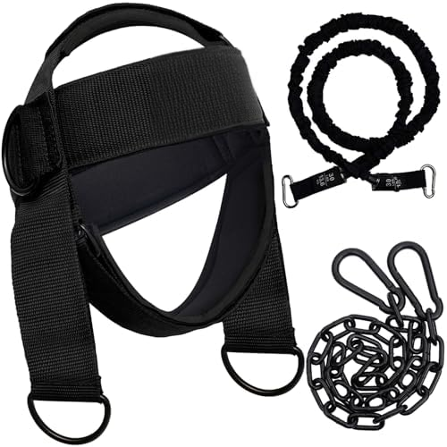 Neck Harness for Increases Neck Core Strength - Neck Exerciser with 30" Heavy Duty Steel Chain for Safely Lifting Weights Up to 280 lbs Black$$Sport & Recreation Other