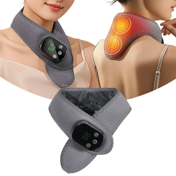Neck Heating Pad With Massage - 5 Heat Levels & 3 Vibration Modes, Cordless Heated Neck Wrap, 30Min Auto Shutoff, Built-In Herbal Pocket For Neck Relax fren good day
