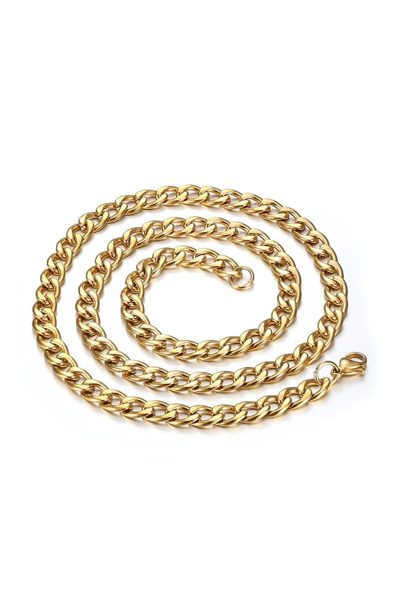 Neck Heavy 14K Yellow Gold Chain For Men Big Long Necklaces Male Golden Silver Color Hiphop Cuban Chain Necklace