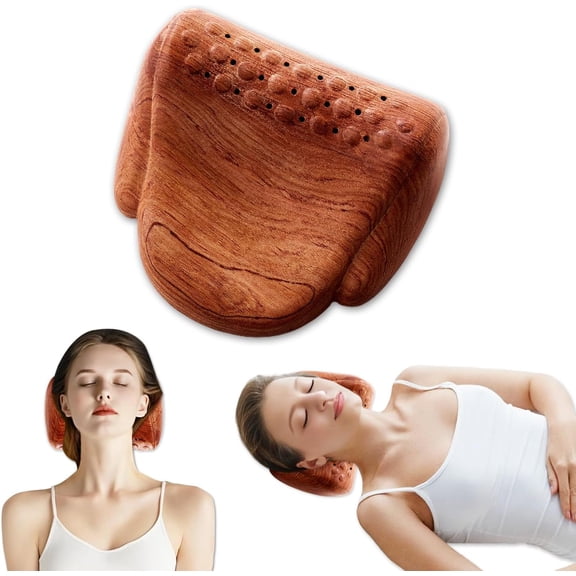 Neck Hump Corrector & Cervical Alignment Pillow - Wooden Acupressure Massager for Neck Pain, Stiffness, TMJ Relief and Spine Alignment, Ergonomic Rosewood Design for 10-Minute Daily Use