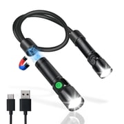 Neck Light, 1800Lumens Rechargeable Neck Flashlight with Magnetic Base, Detachable Neck Work Light with Zoomable Flashlight, Flexible Around Mechanic Neck Lamp for Car Repairing Reading
