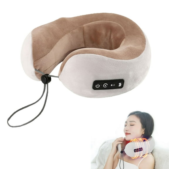 Neck Massage Pillow With 3 Vibrating Modes for Neck, Back and Leg Support, Travel Neck Pillow With Heat U-Shaped Memory Foam Pillow for Home Office Airplane
