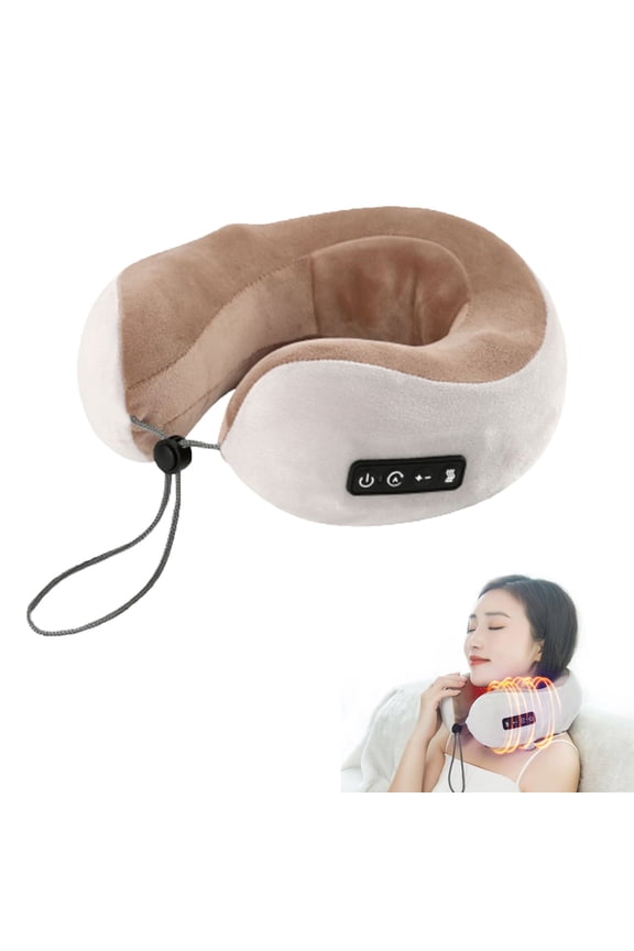 Neck Massage Pillow With 3 Vibrating Modes for Neck, Back and Leg Support, Travel Neck Pillow With Heat U-Shaped Memory Foam Pillow for Home Office Airplane