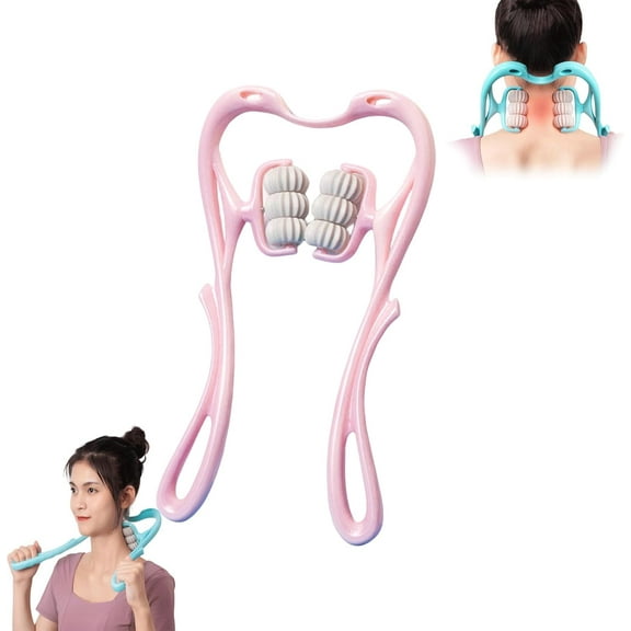 Neck Massage Roller Manual Tool – 360° Deep Tissue Relaxation Massager for Muscle Tension, Pain Relief, Trigger Point Pressure Therapy, Shoulder and Neck Relaxer for Home, Gym, Travel Use