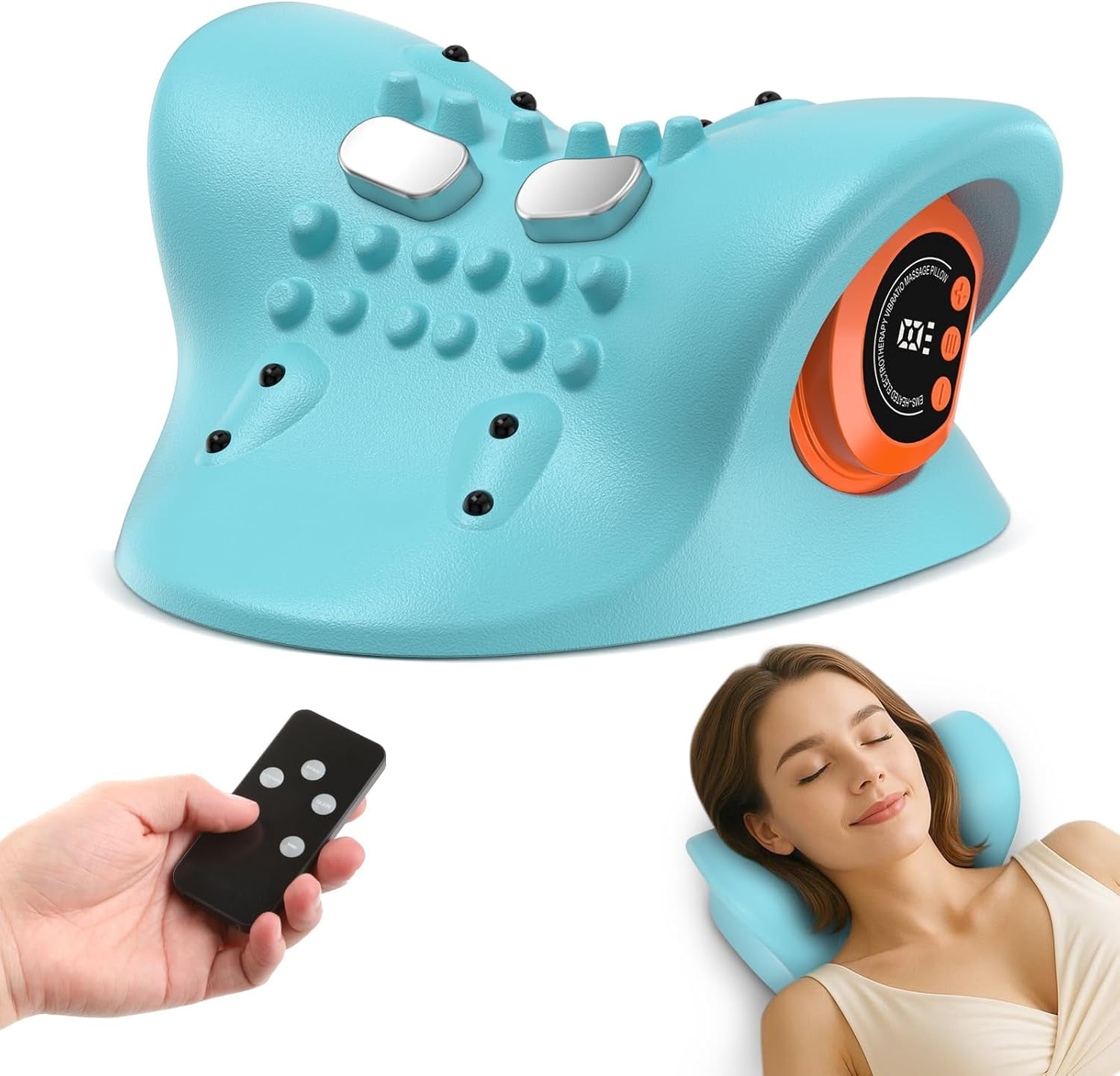 Neck Massager 2025 New Upgrade 3 in 1 Portable Massager with Heat &Comfortable Stretching–Adjustable Intensity for Neck & Shoulder Relaxation at Home, Office, Travel