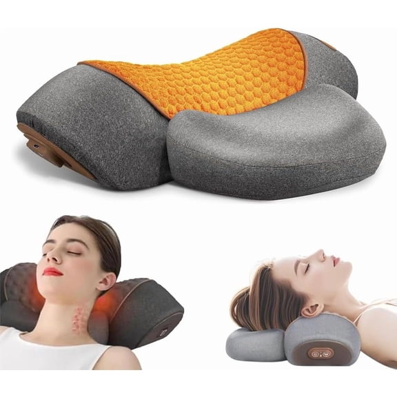 Neck Massager, 2025 Upgrade 3-in-1 Neck Massager Pillow Hump for Shoulder, Deep Tissue with Heating and Traction Function, Memory Foam Pillows for Sleep Aid and Relaxation