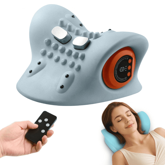Neck Massager 2026, Neck and Shoulder Relaxer with Heat, 3 Modes, Portable Pillows for Pain Relief and Muscle Relax, 26掳 Angle Cervical Traction Device for Back, Shoulder