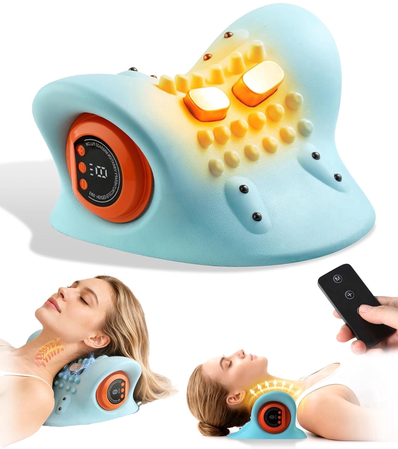 Neck Massager, 4-in-1 Massager, New Upgrade 26° Angle Neck Massager Pillow with Heat, 3 Modes and Multi-Directional Stretch - Neck & Shoulder Relief (1PCS)