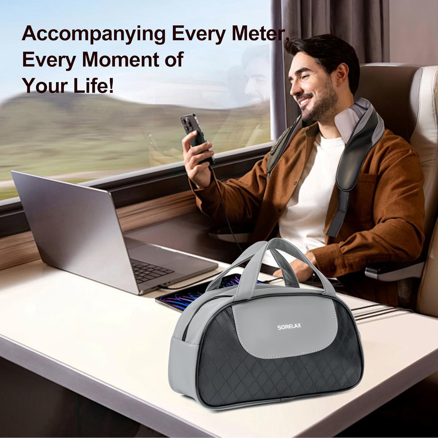 Neck Massager with Heat and Compression for Deep Tissue Pain Relief, Wireless Shiatsu Shoulder Back Massager Pillow for Muscle Relaxation, Travel Gift for Men Women (Black)
