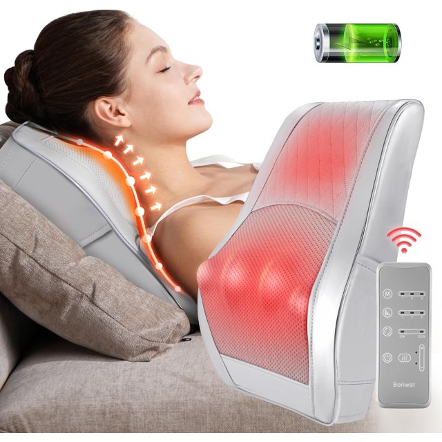Neck Massager with Heat, Cordless Back Massager with Wireless Remote