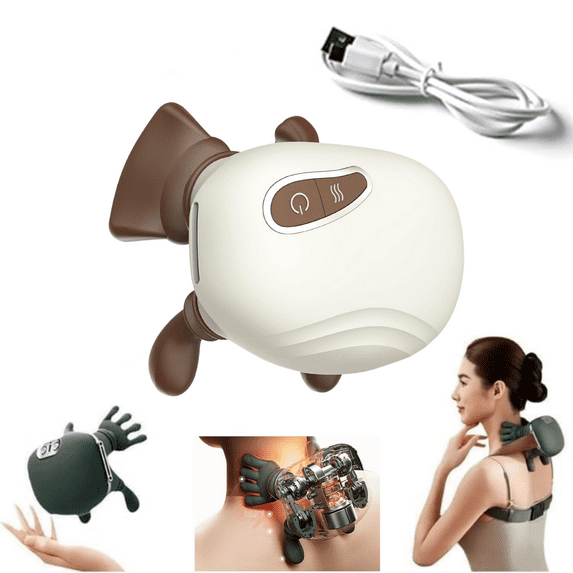 Neck Massager with Heat for Pain Relief Deep Tissue Wireless Electric Shiatsu Back Shoulder Massagers with Fingers Traction Function Real Hand Rechargeable USB-C Bionic 4d Kneading(Brown-2)