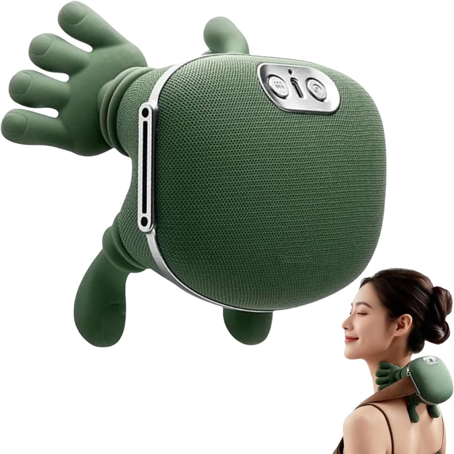 Neck Massager with Heat - Portable Shoulder & Back Massager with Bionic Fingers, Deep Tissue Shiatsu Massage Tools & Device for Pain Relief, Rechargeable, Birthday Christmas Gifts for Adults