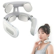 Neck Massager,Neck & Shoulder Massager,Vagus Nerve Stimulator for Neck4-Head Electric Massager,6 Modes & 14 Intensity Levels,Cordless Rechargeable Design,Shoulder RelaxationWhite