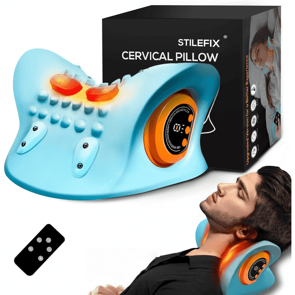 Neck Massager Pillow with 3 Adjustable Modes, Portable Neck & Shoulder Massager with Heat,Hugterra2.0,Blue