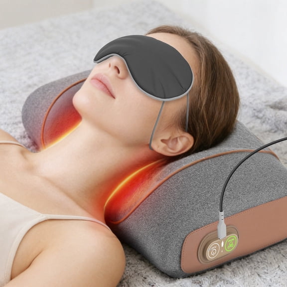 Neck Massager Pillow with Vibration, Air Compression and Heat Therapy, Memory Foam Neck Pillow for Neck and Shoulder Relaxation