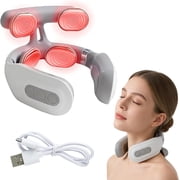 Neck Massager,Portable Neck Relaxation Device,4-Head Portable Vibrating Neck Massager with 6 Vibration Modes & 15 Intensity Levels