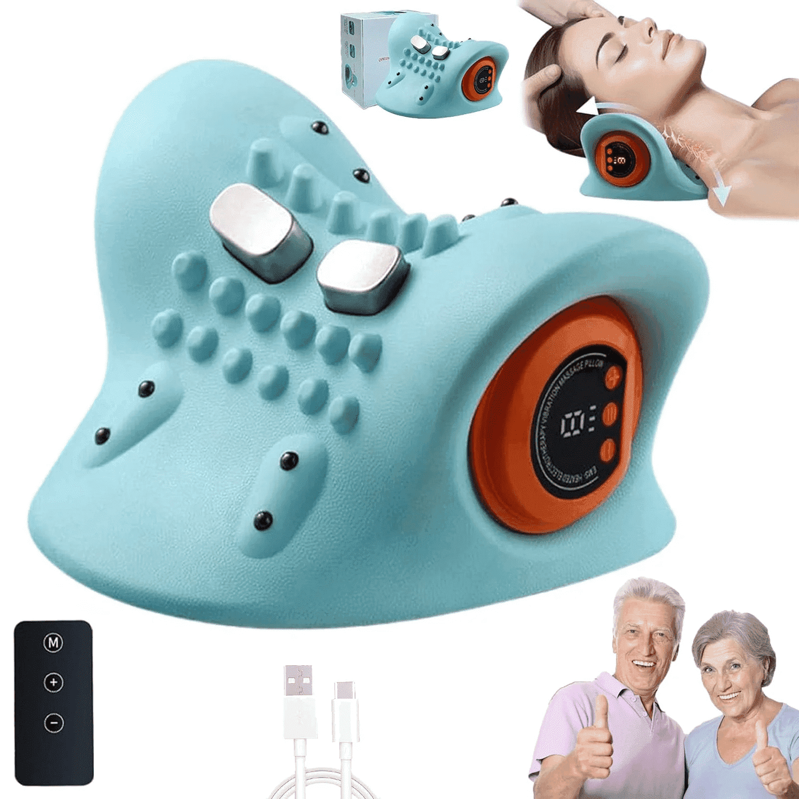 Neck Massager,Shoulder Massager,Best Neck Massager 2025, Portable Shiatsu Massage Pillow, Chiropractic Neck Pillow, Cervical Traction Device for Back, Neck and Shoulder (1PCS)