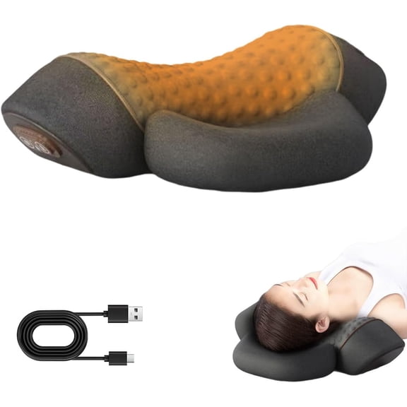 Neck Massager, Upgraded 3-in-1 Rechargeable Neck Massager Pillow with Deep Tissue, Heating & Gentle Stretcher, Ergonomic Memory Foam Pillow for Neck Back Shoulder