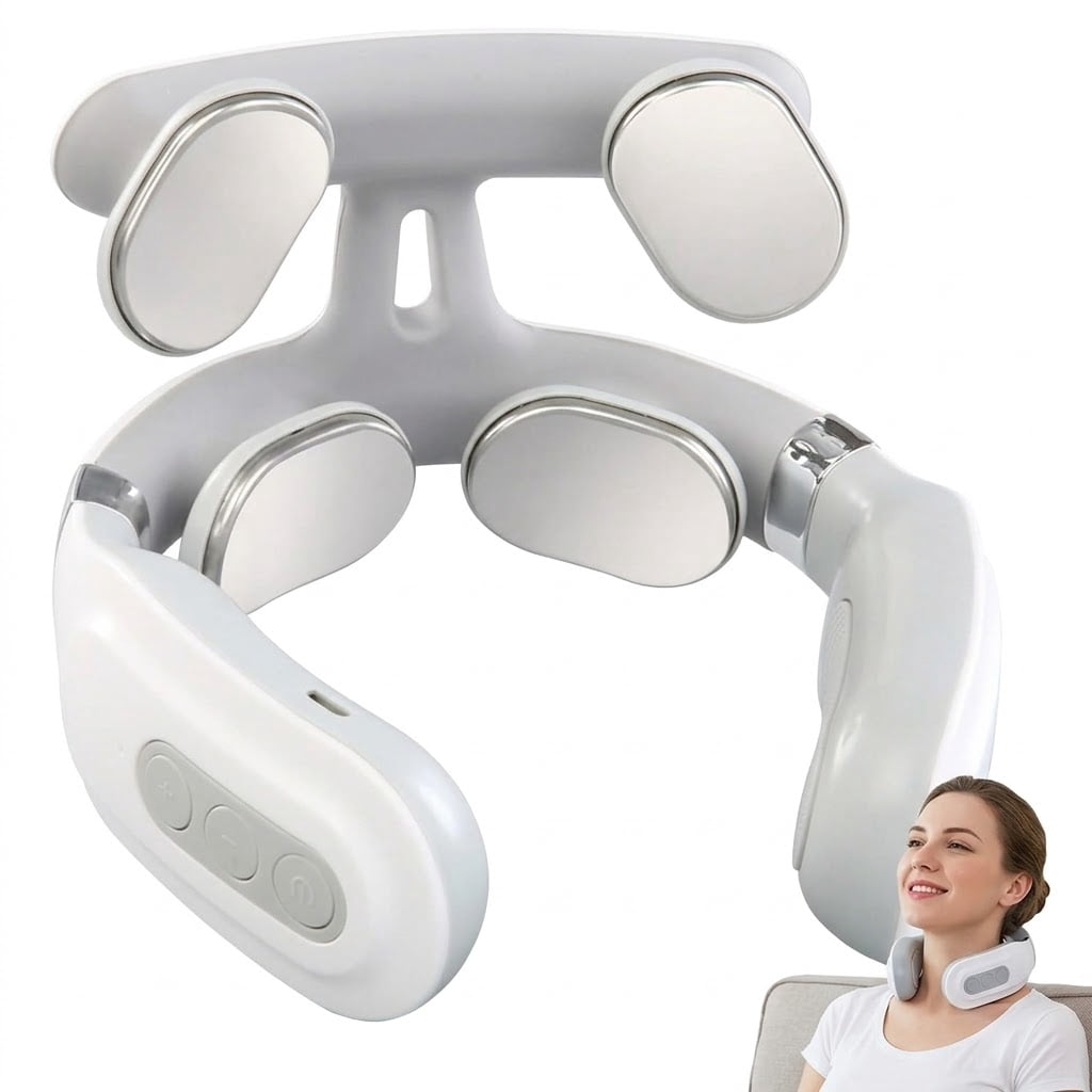 Neck Massager, Vagus Nerve Stimulator for Neck4-Head Electric Massager, 6 Modes & 14 Intensity Levels, Cordless Rechargeable Design, Shoulder Relaxation & Pain Relief