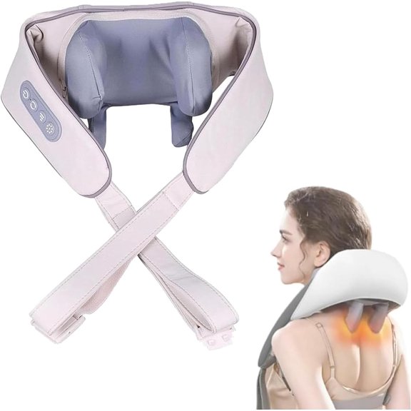 Neck Massager with Heat, Cordless Lymphatic Massage Tool for Neck Traps and Back