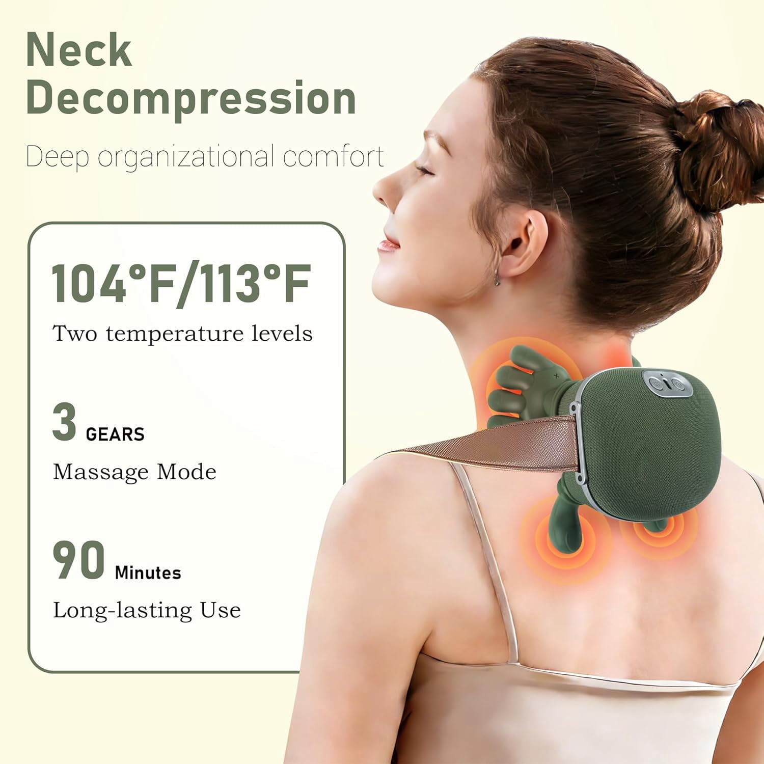 Neck Massager with Heat and 4D Shiatsu for Deep Tissue Pain Relief, Cordless Portable Rechargeable Device for Home Office Travel