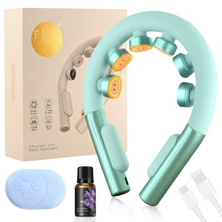 Neck Massager with heat, Electric Pulse Neck Massager for Pain Relief, Remote Control Wireless Neck Massager with 10 Modes