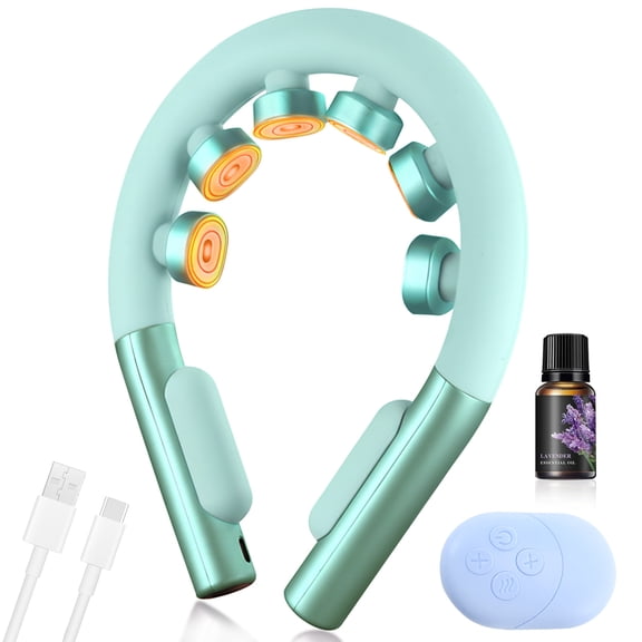 Neck Massager with heat, Electric Pulse Neck Massager for Pain Relief, Remote Control Wireless Neck Massager with 10 Modes