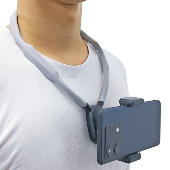 Neck Mount for Cell Phone Holder Gopro POV/Vlog Selfie Mount Hand Free Chest Stand Strap Video Recording for iPhone 15 14 13 12 Seires Android Phones (Grey)