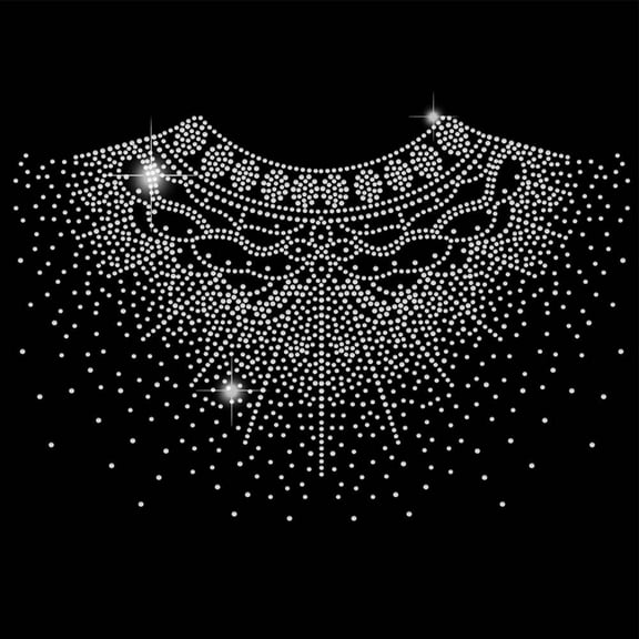 Neck Pattern Iron on Rhinestones Transfer Neck Pattern Heat Transfer Stickers Hotfix Rhinestone Bling Decals Patches Sticker for T-Shirt Clothing DIY Art Craft Gifts Colorful